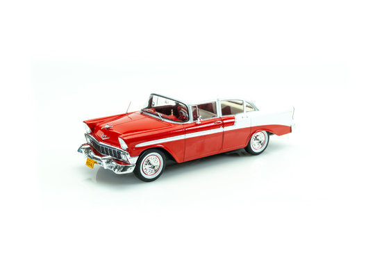 Chevrolet Bel Air 4 door sedan, red / white, 1956