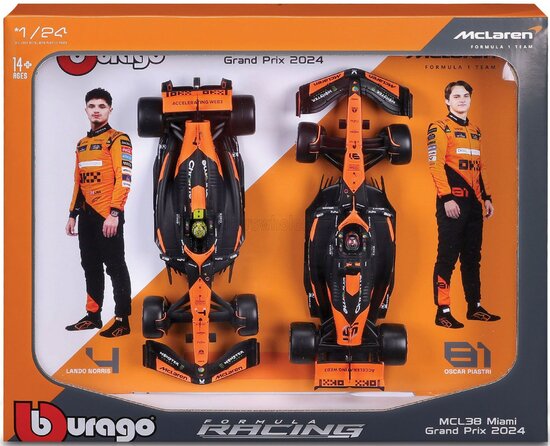 McLAREN - SET F1 2x MCL38 Team MCLAREN N 4 Saison 2024
