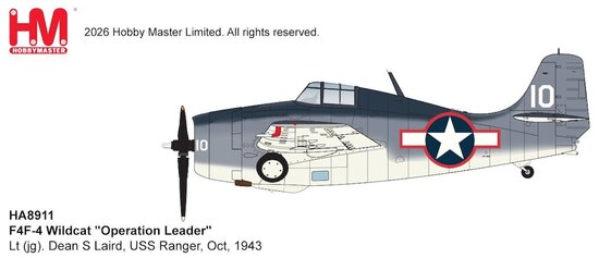 Grumman F4F-4 Wildcat US Navy, "Operation Leader" Lt (jg). Dean S Laird, USS Ranger, Oct, 1943