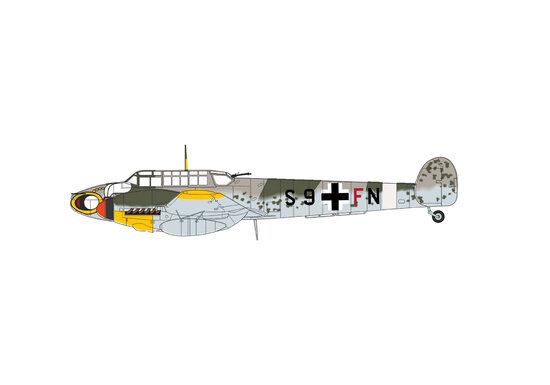 Messerschmitt Bf 110G – II./ZG 1 „Wespe“, Montecorvino, Italien 1943 – ohne Hakenkreuz