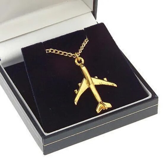 Boeing 747-400 Halskette und Anhänger aus 22k. Gold
