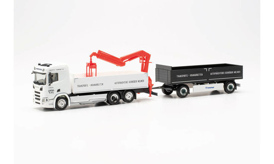 SCANIA CR 20 ND PLATFORM TRAILER WITH LOADING CRANE "GEBRÜDER MELMER" (ÖSTERREICH/IMST)