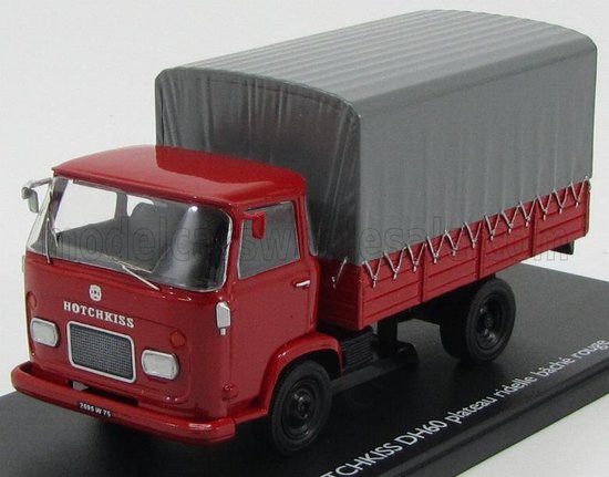 HOTCHKISS - DH60 TRUCK PLATEAU RIDELLE BACHE ROUGE 1959 - rot grau