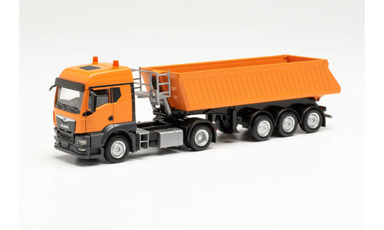 SEMI-TRAILER MAN TGS TM SCHMITZ TIPPER, MUNICIPAL ORANGE