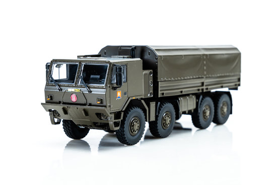 TATRA 815-7 8x8 military flatbed with, khaki color tarpaulin