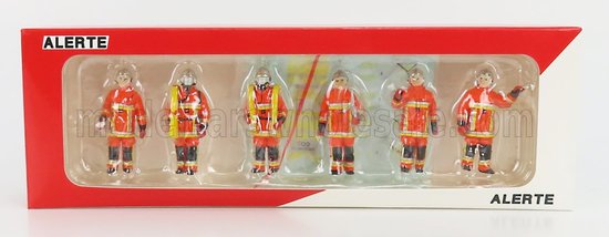 FIGUREN - SET 6X STÄDTISCHE FEUERWEHRLEUTE - ORANGE