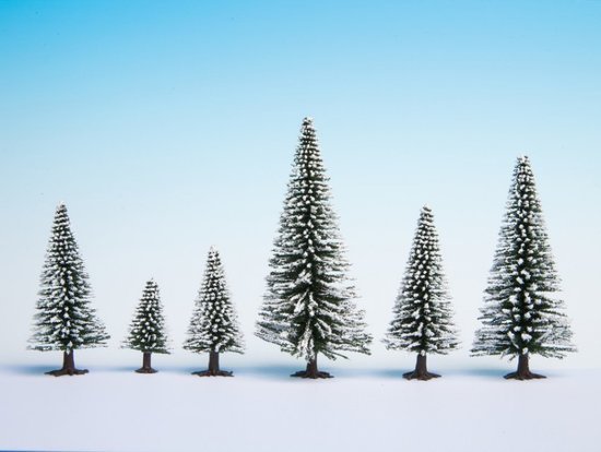 Snowy Fir Trees 25 pieces, 5 - 14 cm high