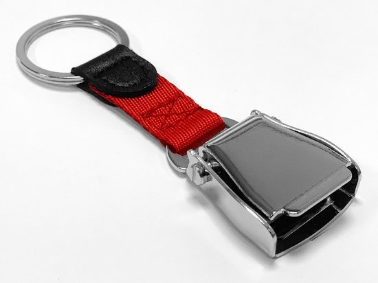 Airline Seatbelt key chain - red