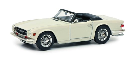 Triumph TR6 with open softtop, biela