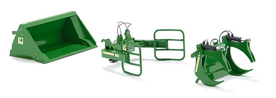 Front loader attachments set A: John Deere green