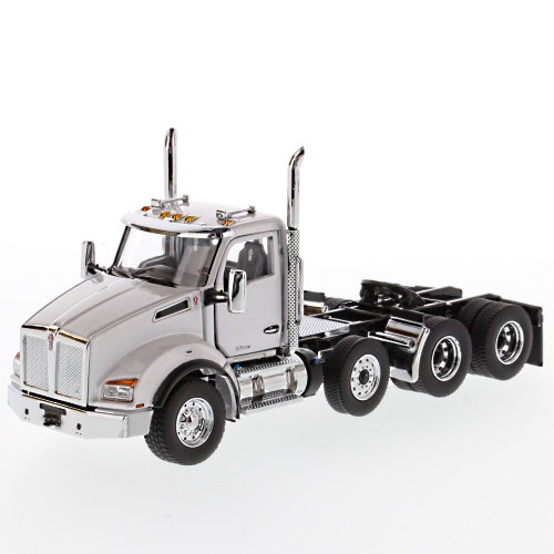 Kenworth T880 SBFA DayCab Pusher-Axle Tandem Tractor - Metallic white cab 