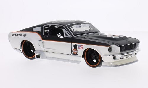 Auto Ford Mustang GT Tuning, metalická biela/matná čierna, Harley-Davidson, 1967