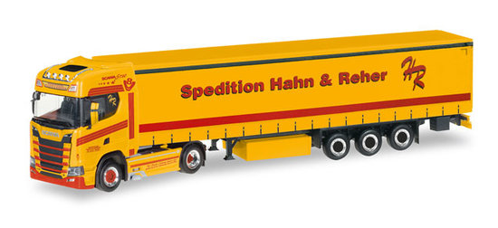Scania V8 HD CS 20 Gardinenplanen-Sattelzug " Hahn & amp; Reher "