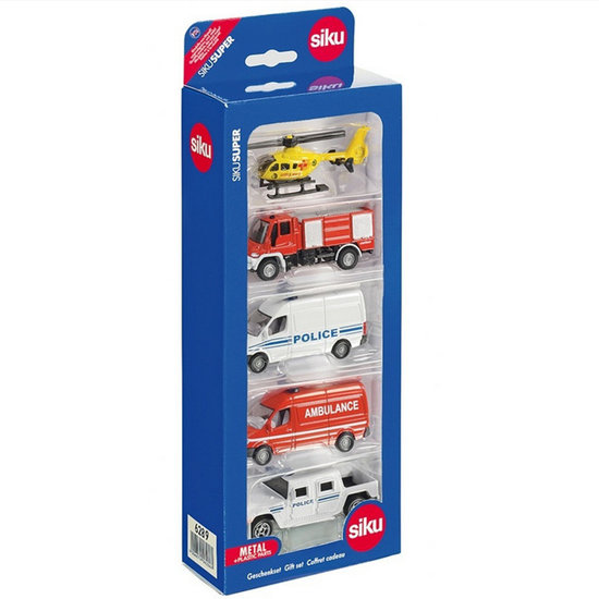 SIKU Super - Pack of 4 cars and 1 helicopter