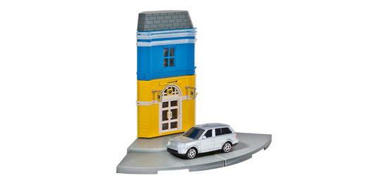 Herpa City - Postgebäude mit einem Auto Land Rover