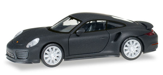 Porsche 911 Turbo, schwarz matt mit verchromten Felgen