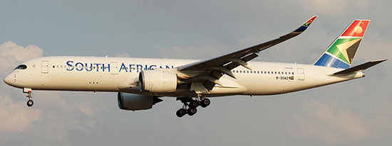 Airbus A350-900 South African Airways with stand.