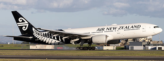 Boeing 777-200ER Air New Zealand with stand