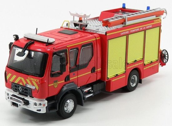 RENAULT - D15 FPTSR DOUBLE CABINE GIMAEX SDIS 72 TANKER TRUCK SAUPERS POMPIERS DE LA SARTHE 2015 - RED YELLOW