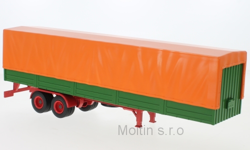 Flatbed semitrailers with cover green - orange 