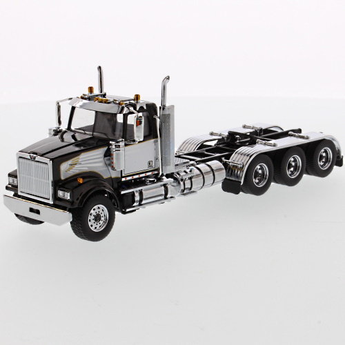 Western Star 4900 SF Day Cab Tridem Tractor - Black cab with white deco