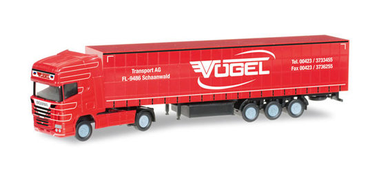 Scania R TL curtain canvas semitrailer "Vögel" (A)