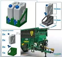 2x water canister + cap with tap + green hanging frame duo Tebbe