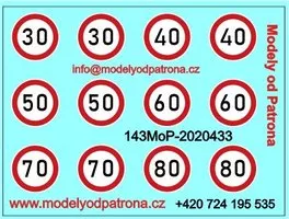 SADA OBTLAČKY (DEKÁLY) Značky - maximální rychlost