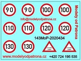 SADA OBTLAČKY (DEKÁLY) ZNAČKY - MAXIMÁLNÍ RYCHLOST