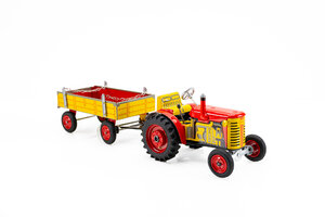 Zetor Traktor mit Anhänger - Metallscheiben - rot-Version