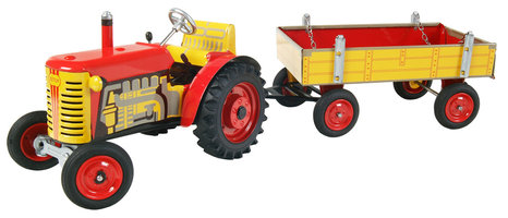 Zetor Traktor mit Anhänger - Metallscheiben - rot-Version