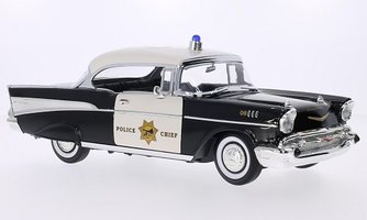 Chevrolet Bel Air,čierna-biela, California Highway Patrol , Police Chief (USA) 1957