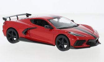 Chevrolet Corvette Stingray (C8), červený, s vysokým krídlom, 2020