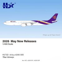 Airbus A340-500 Thai Airways spustené klapky 