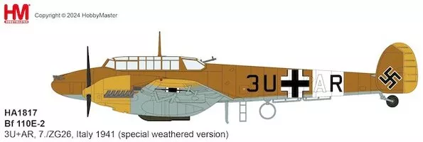 Bf110E-2 Messerscmitt Luftwaffe, 3U+AR, 7./ZG 26, Italien 1941 (Spezialwindversion)