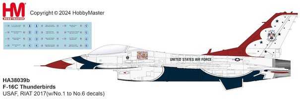 F16C Fighting Falcon USAF, Thunderbirds USAF, RIAT 2017 + DECALS