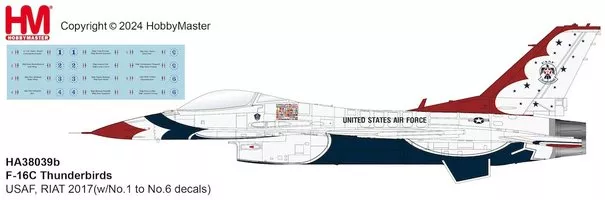 F16C Fighting Falcon USAF, Thunderbirds USAF, RIAT 2017 + DECALS