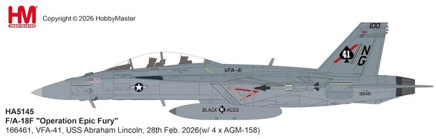 F/A-18F "Operation Epic Fury" 166461, USS Abraham Lincoln, 28th Feb. 2026 (w/ 4 x AGM-158)