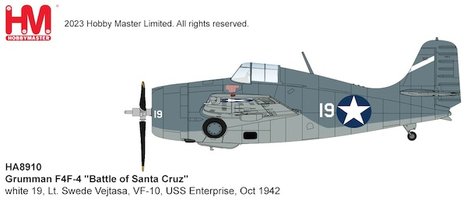 Grumman F4F-4 Wildcat US Navy, "Battle of Santa Cruz" white 19, Lt. Swede Vejtasa, VF-10, USS Enterprise, Oct 1942
