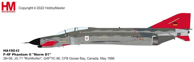 McDonnell Douglas F-4F Phantom II Luftwaffe "Norm 81" 38+56, JG 71 "Richthofen", GAFTIC 86, CFB Goose Bay, Kanada, máj 1986