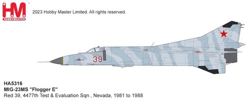 MIG-23MS Flogger E, Red 39, 4477th Test & Evaluation Sqn., Nevada, (1981-1988)