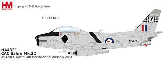 North American F-86 CAC Sabre Mk.32 A94-983, 75 Squadron "Black Diamonds", RAAF