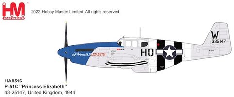 P51C Mustang USAAF "Princess Elizabeth" 43-25147, United Kingdom, 1944