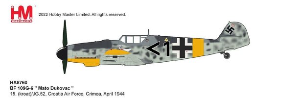 Messerschmitt Bf109G-6 Luftwaffe "Maťo Dukovac" 15. (kroat)/JG.52, Croatia Air Force, Krym, apríl 1944