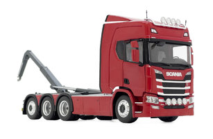 Scania R500 series with hooklift, red