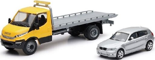 Iveco New Daily tow truck with BMW 1 silver