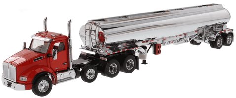 Kenworth T880S Red Cab & Heil Fleet Duty 9300/DT-C4 Chrome Petroleum Trailer