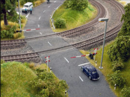 Railway barriers with St. Andrew's crosses