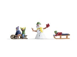 Zimný Set 3ks - Deti na snehu a snehuliak 