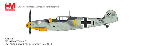 Messerschmitt Bf109G-6 Luftwaffe, "Yellow 6", Ofw. Alfred Surau, 9./JG 3, Germany Sept 1943